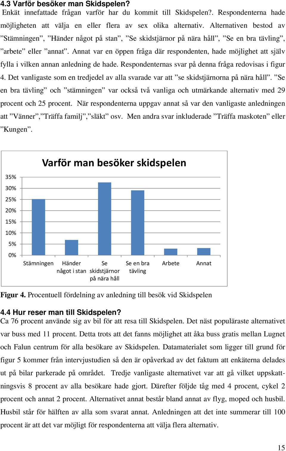 Annat var en öppen fråga där respondenten, hade möjlighet att själv fylla i vilken annan anledning de hade. Respondenternas svar på denna fråga redovisas i figur 4.