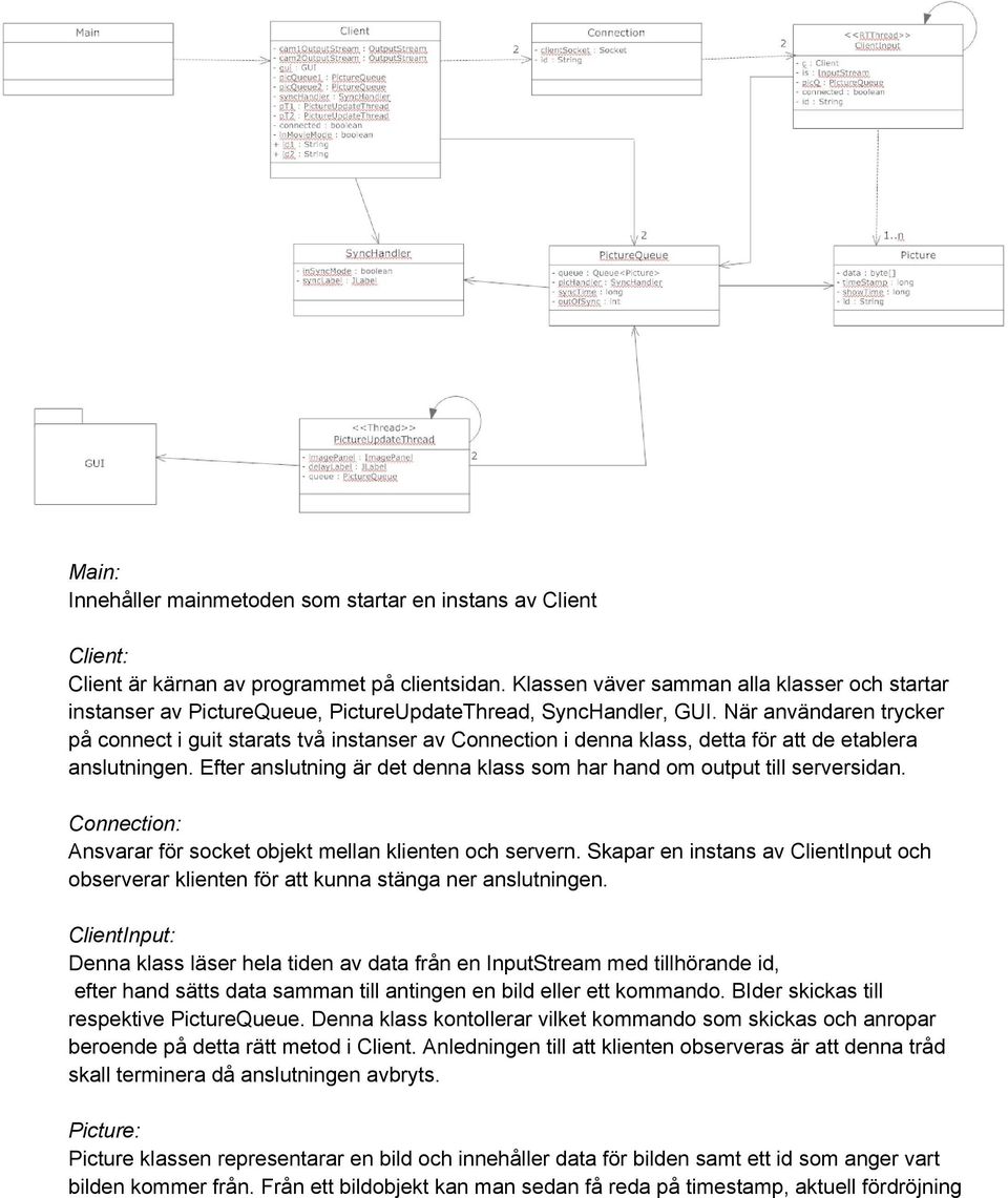 När användaren trycker på connect i guit starats två instanser av Connection i denna klass, detta för att de etablera anslutningen.