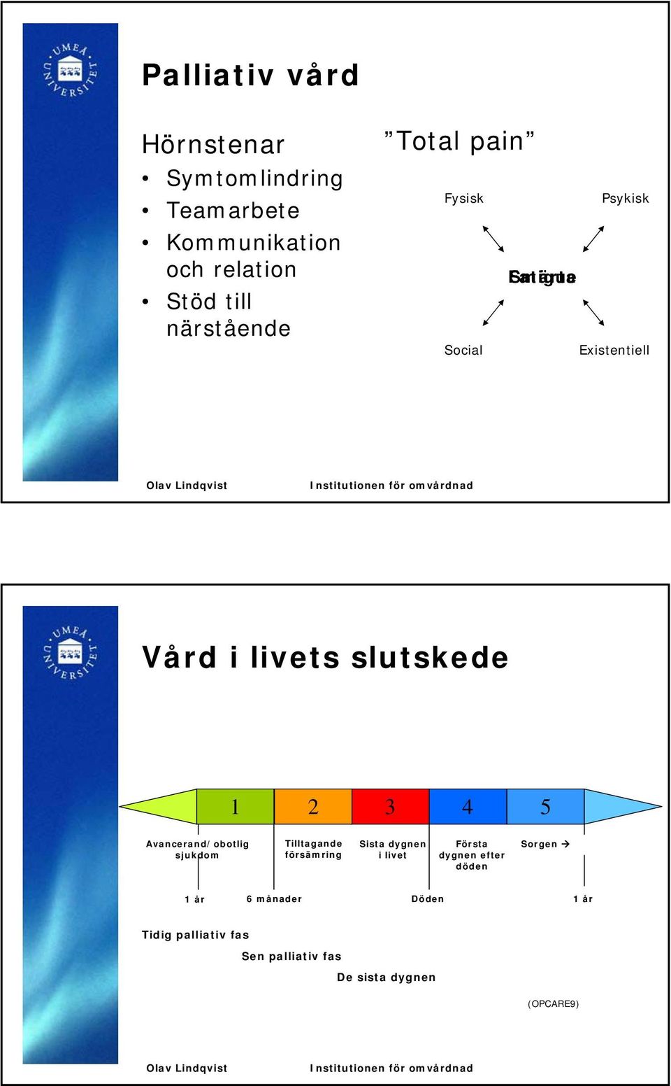 1 2 3 4 5 Avancerand/obotlig sjukdom Tilltagande försämring Sista dygnen i livet Första dygnen