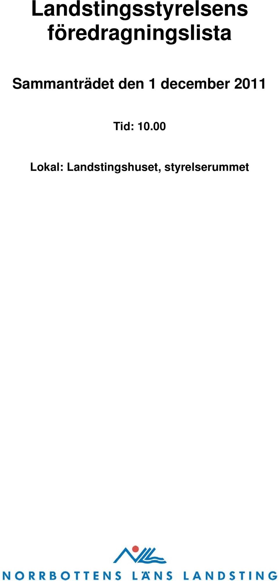 Sammanträdet den 1 december