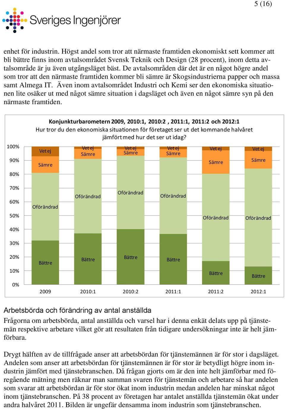 De avtalsområden där det är en något högre andel som tror att den närmaste framtiden kommer bli sämre är ustrierna papper och samt Almega IT.