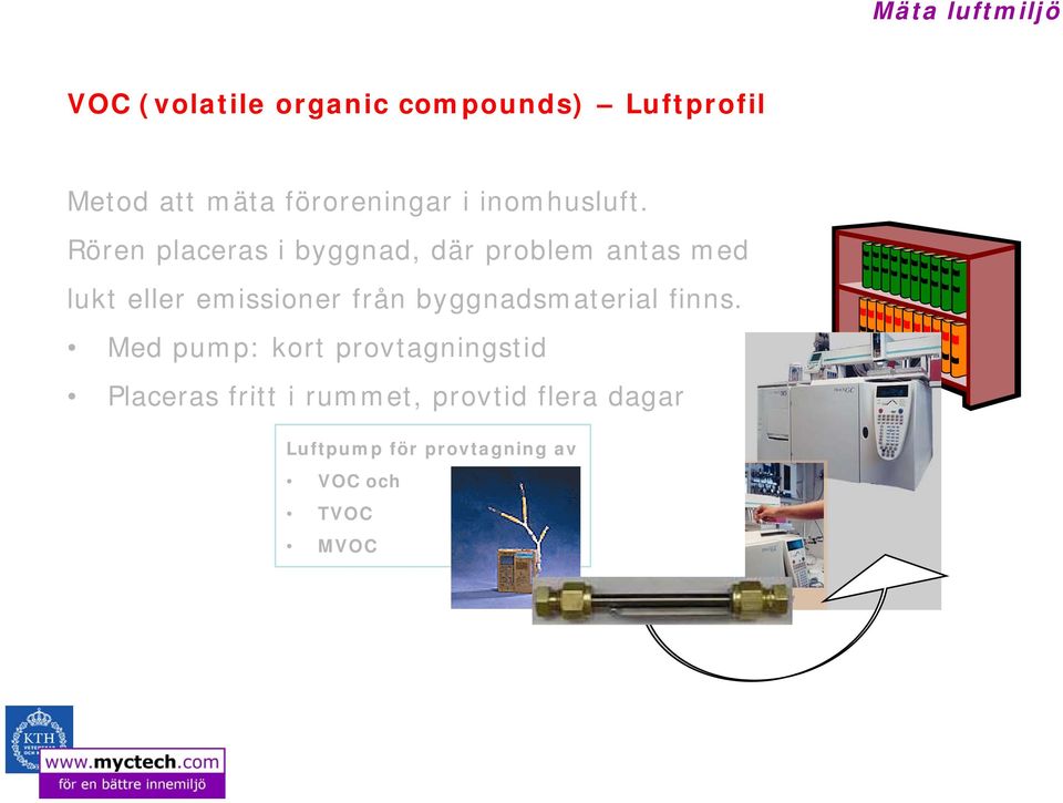 Rören placeras i byggnad, där problem antas med lukt eller emissioner från