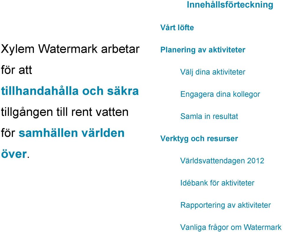 Planering av aktiviteter Välj dina aktiviteter Engagera dina kollegor Samla in resultat