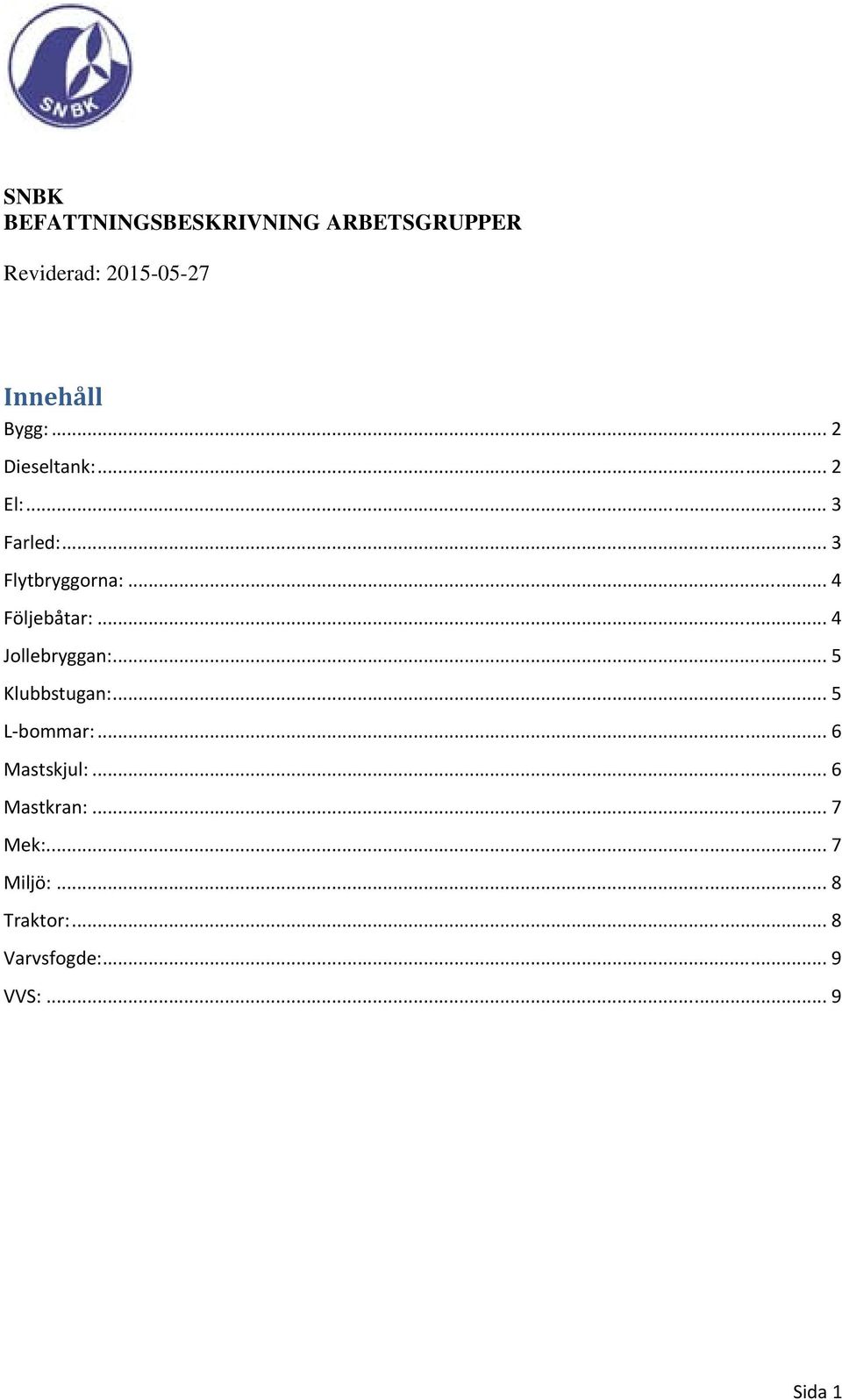 .. 4 Jollebryggan:... 5 Klubbstugan:... 5 L bommar:... 6 Mastskjul:.