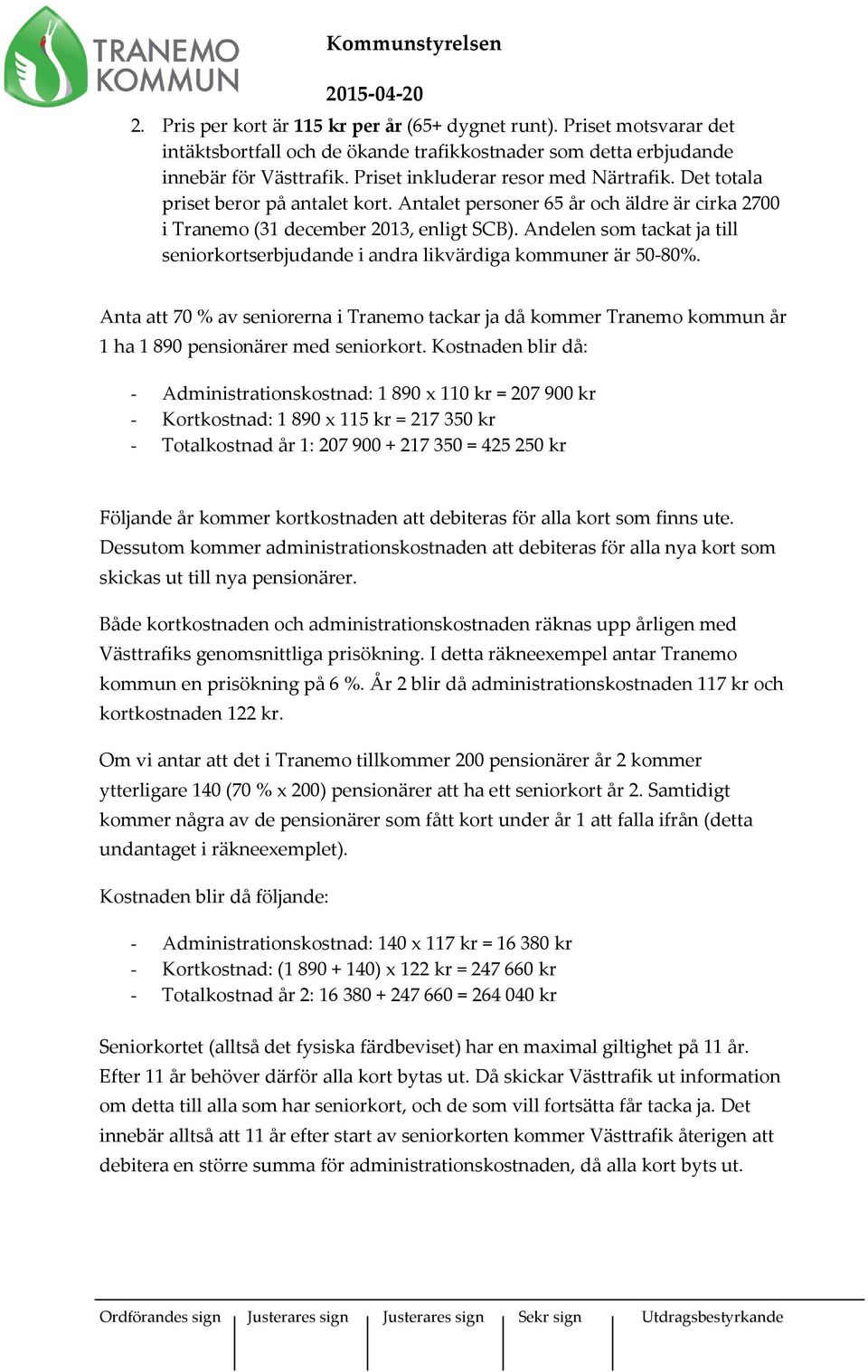 Andelen som tackat ja till seniorkortserbjudande i andra likvärdiga kommuner är 50-80%.