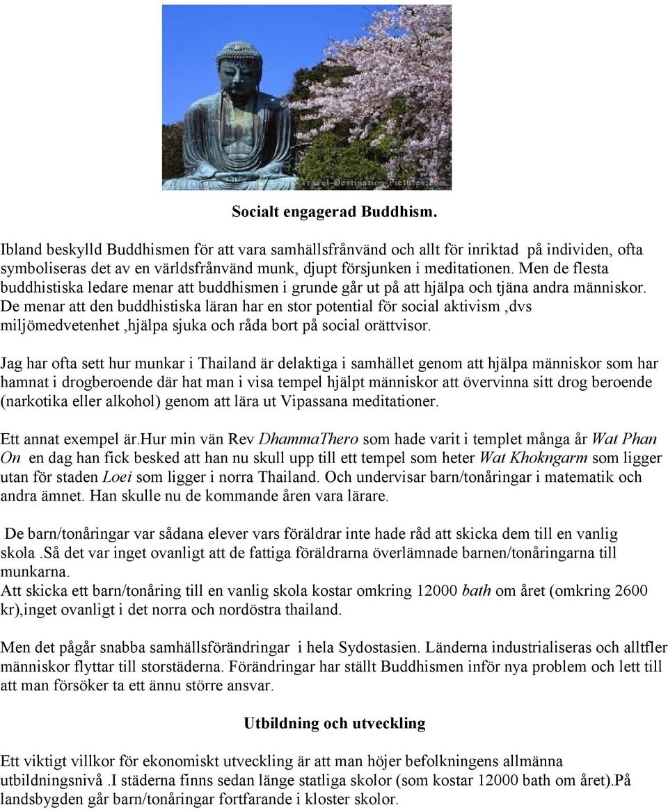 Men de flesta buddhistiska ledare menar att buddhismen i grunde går ut på att hjälpa och tjäna andra människor.