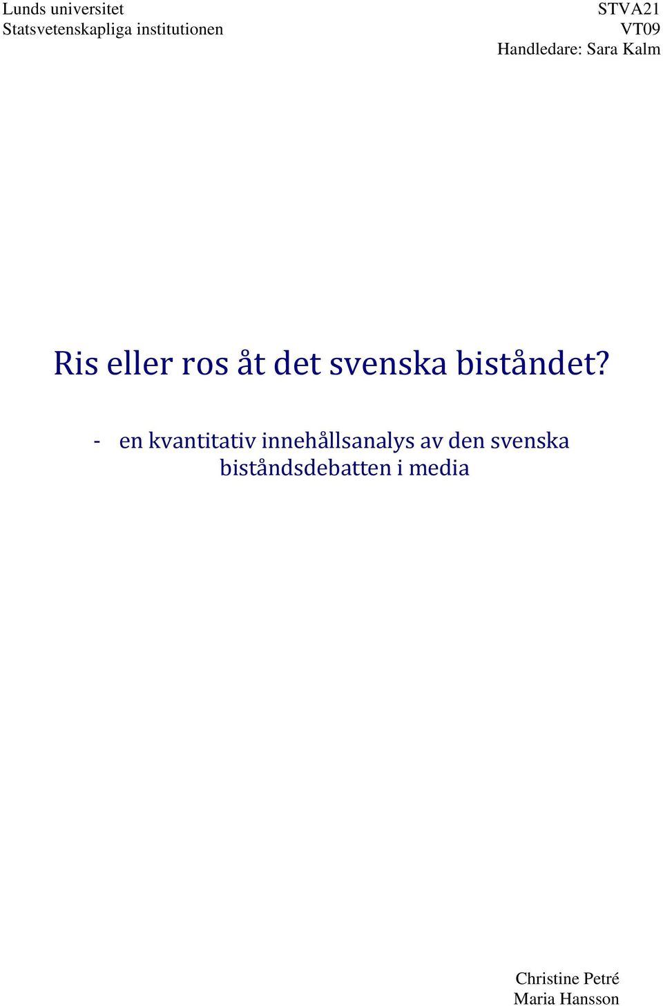 svenska biståndet?