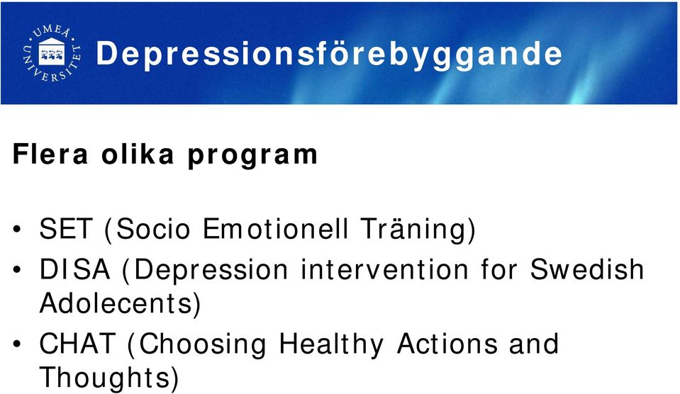 (Depression intervention for Swedish
