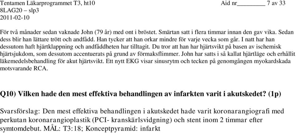 Du tror att han har hjärtsvikt på basen av ischemisk hjärtsjukdom, som dessutom accentuerats på grund av förmaksflimmer.