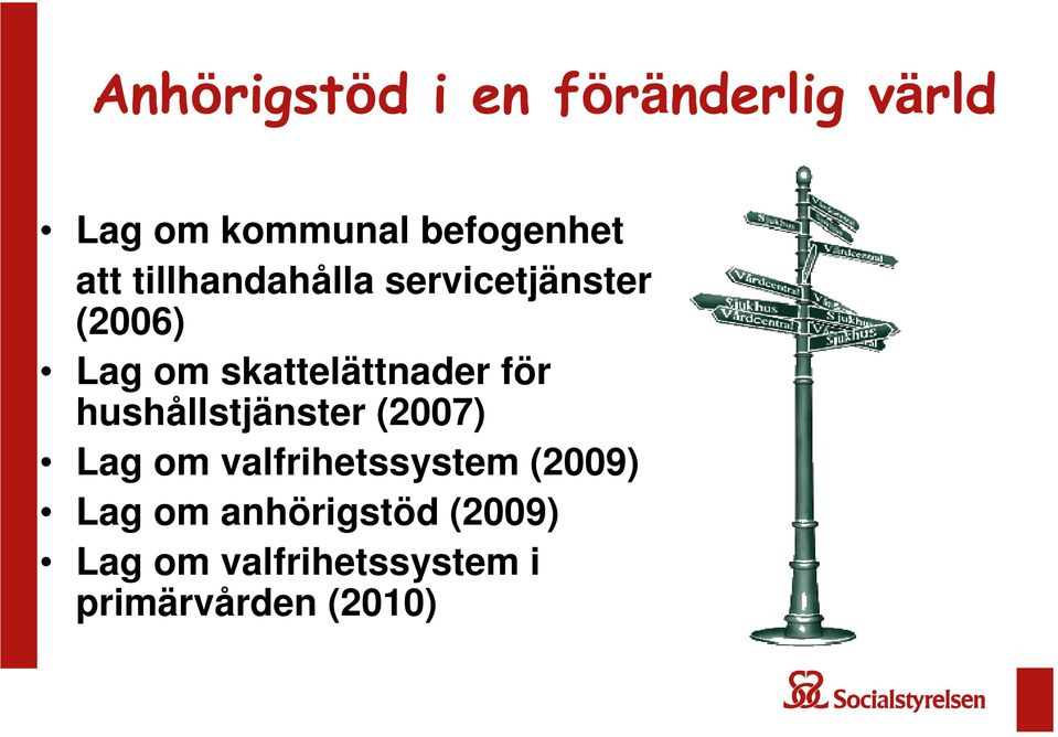 för hushållstjänster (2007) Lag om valfrihetssystem (2009) Lag