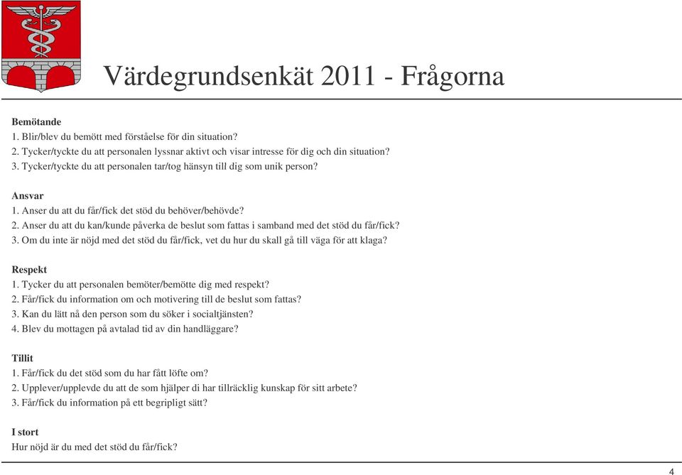 . Anser du att du kan/kunde påverka de beslut som fattas i samband med det stöd du får/fick?. Om du inte är nöjd med det stöd du får/fick, vet du hur du skall gå till väga för att klaga? Respekt.