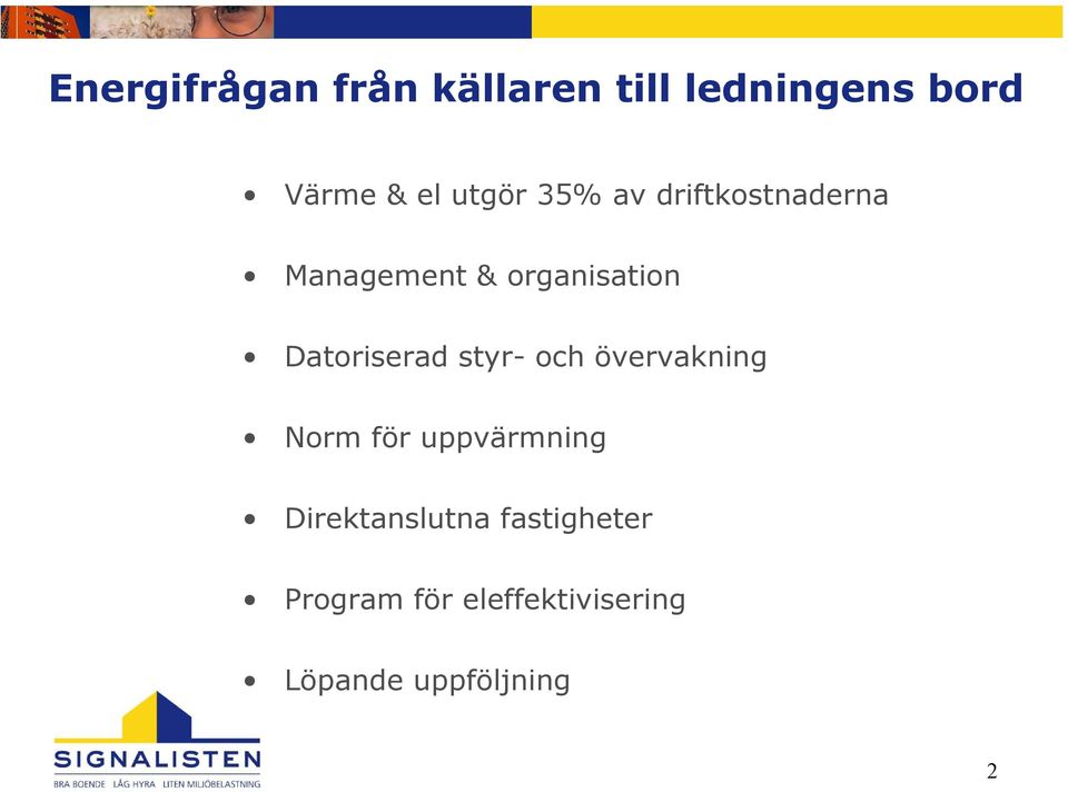 Datoriserad styr- och övervakning Norm för uppvärmning