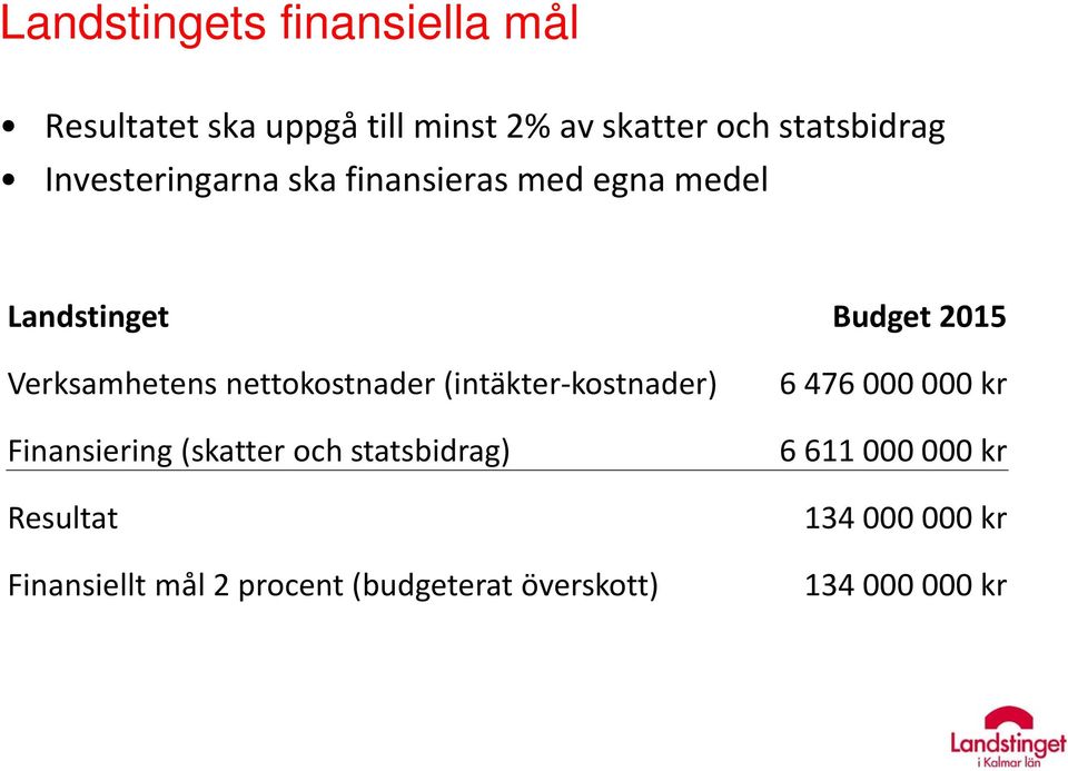 nettokostnader (intäkter kostnader) Finansiering (skatter och statsbidrag) Resultat