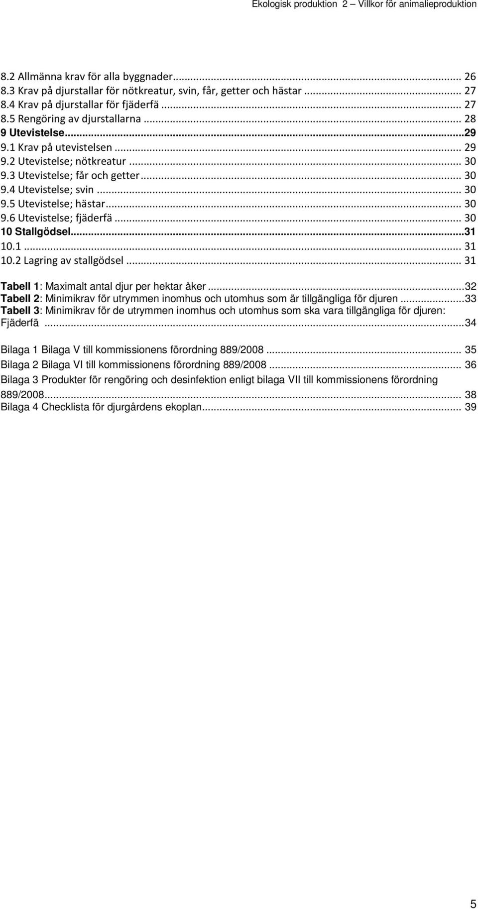 .. 30 10 Stallgödsel...31 10.1... 31 10.2 Lagring av stallgödsel... 31 Tabell 1: Maximalt antal djur per hektar åker.