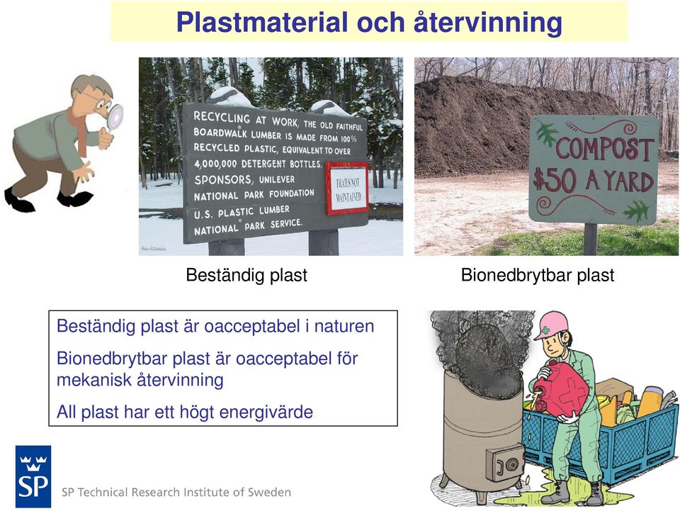 i naturen Bionedbrytbar plast är oacceptabel för