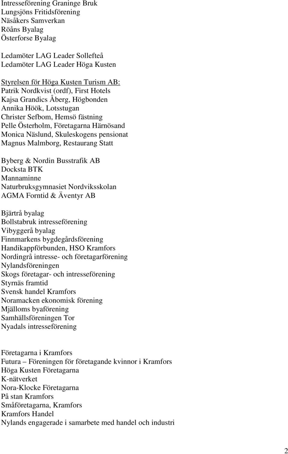 Skuleskogens pensionat Magnus Malmborg, Restaurang Statt Byberg & Nordin Busstrafik AB Docksta BTK Mannaminne Naturbruksgymnasiet Nordviksskolan AGMA Forntid & Äventyr AB Bjärtrå byalag Bollstabruk