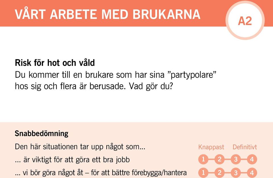 Snabbedömning Den här situationen tar upp något som... Knappast Definitivt.