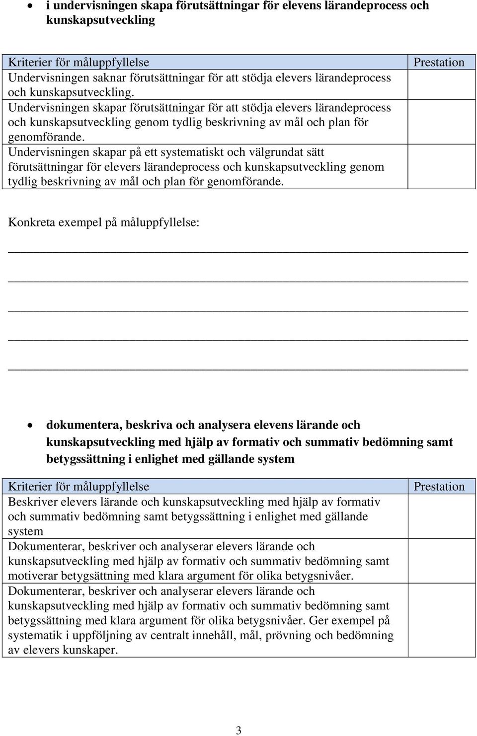 Undervisningen skapar på ett systematiskt och välgrundat sätt förutsättningar för elevers lärandeprocess och kunskapsutveckling genom tydlig beskrivning av mål och plan för genomförande.