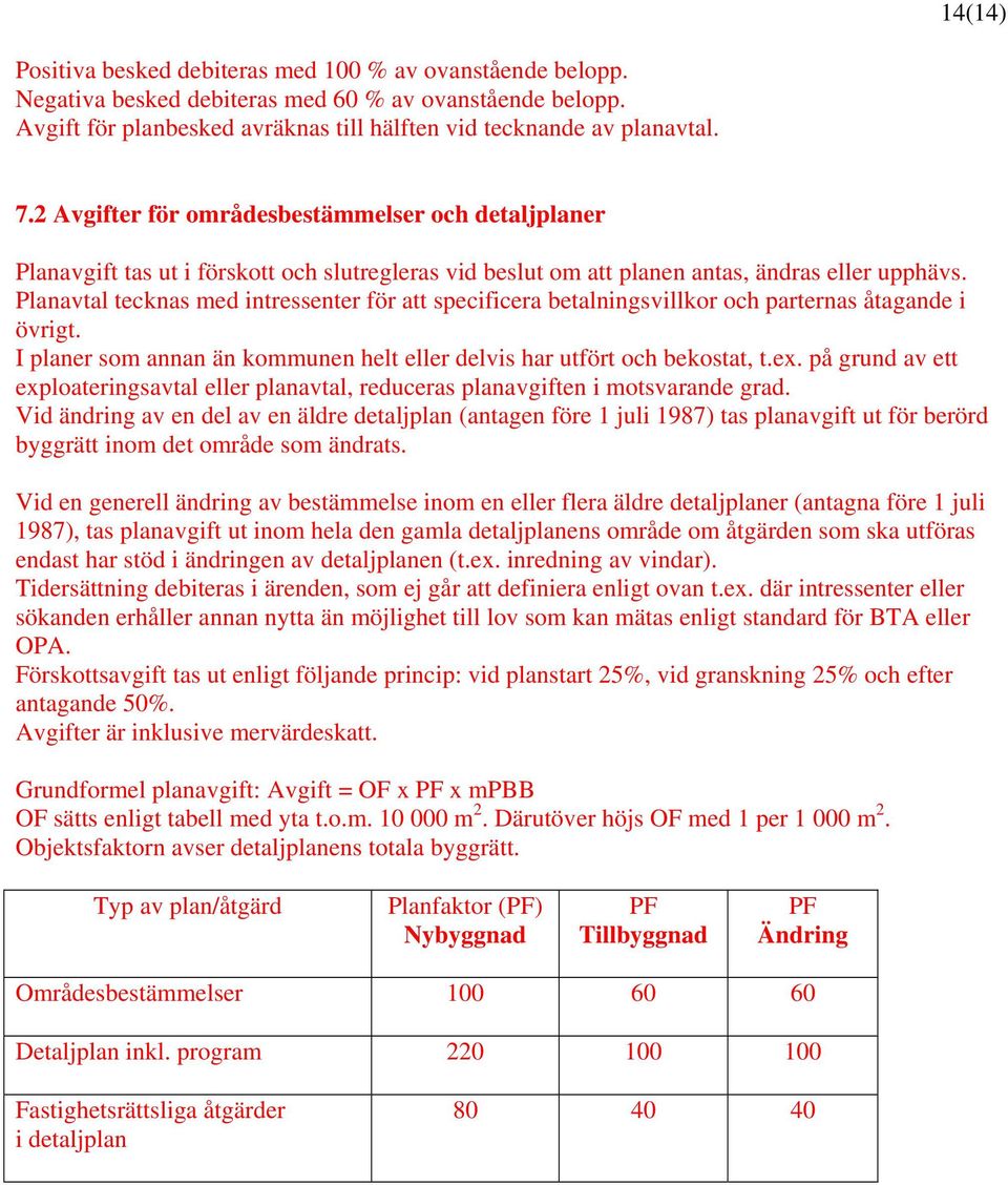 Planavtal tecknas med intressenter för att specificera betalningsvillkor och parternas åtagande i övrigt. I planer som annan än kommunen helt eller delvis har utfört och bekostat, t.ex.