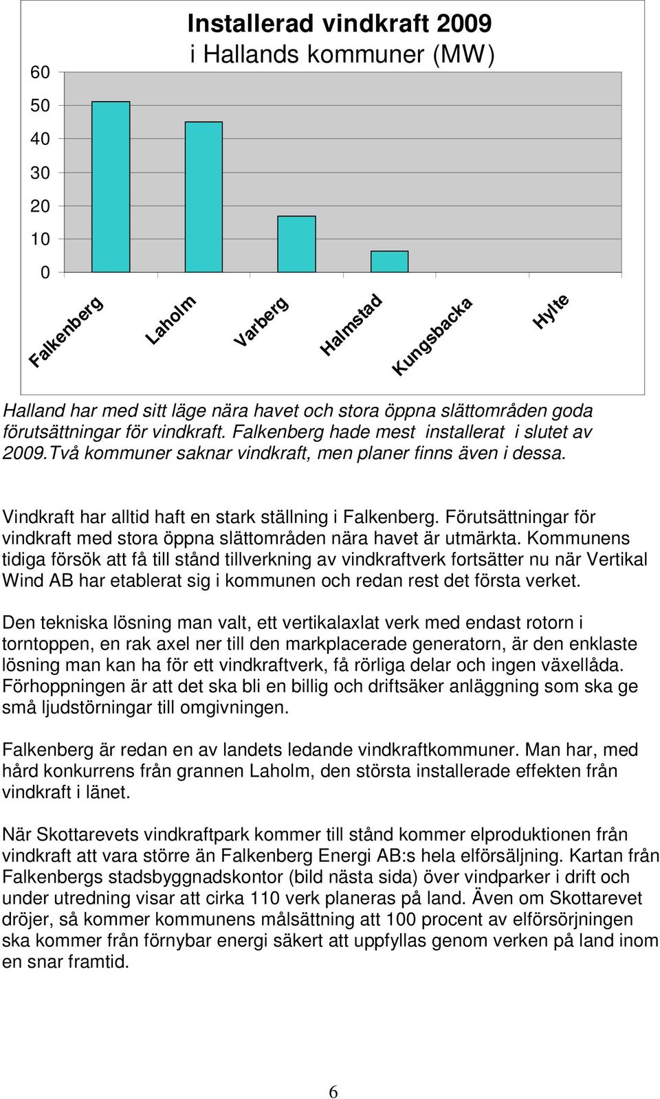 Vindkraft har alltid haft en stark ställning i Falkenberg. Förutsättningar för vindkraft med stora öppna slättområden nära havet är utmärkta.