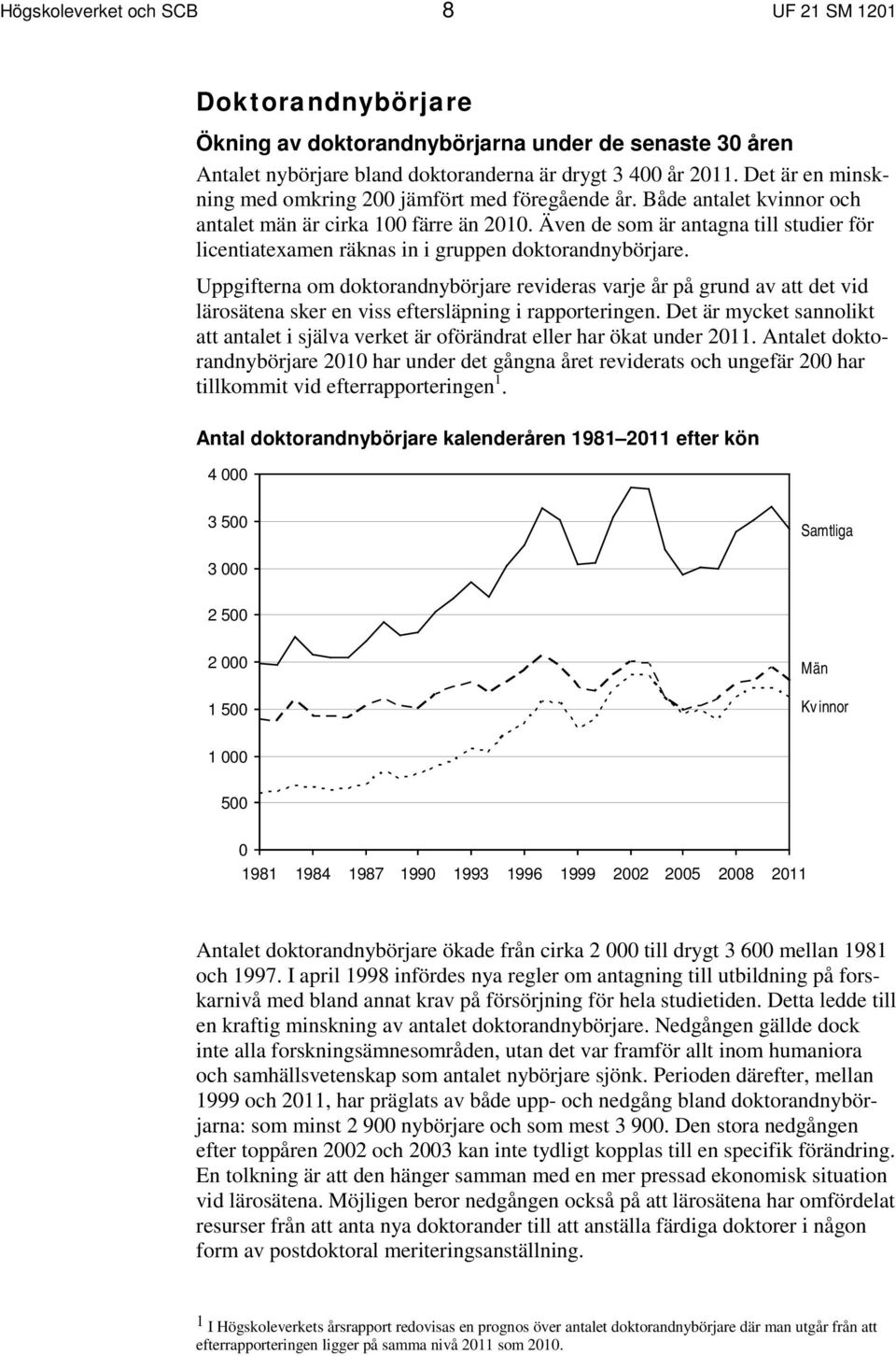 Även de som är antagna till studier för licentiatexamen räknas in i gruppen doktorandnybörjare.