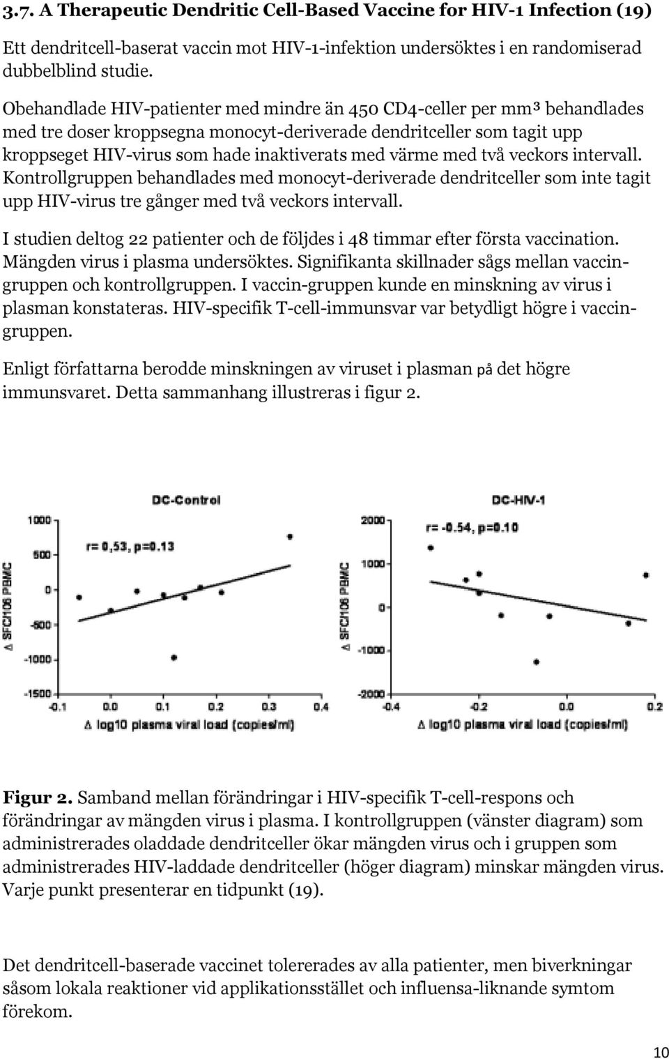 med två veckors intervall. Kontrollgruppen behandlades med monocyt-deriverade dendritceller som inte tagit upp HIV-virus tre gånger med två veckors intervall.