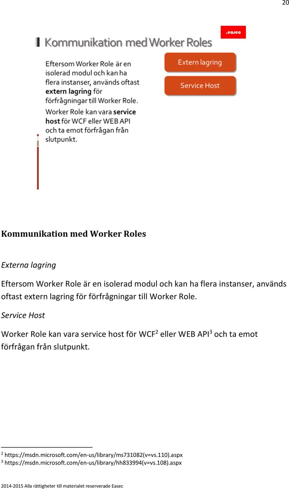 Service Host Worker Role kan vara service host för WCF 2 eller WEB API 3 och ta emot förfrågan från