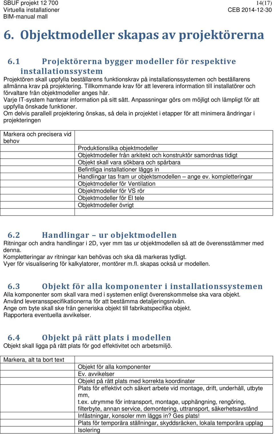 Tillkommande krav för att leverera information till installatörer och förvaltare från objektmodeller anges här. Varje IT-system hanterar information på sitt sätt.