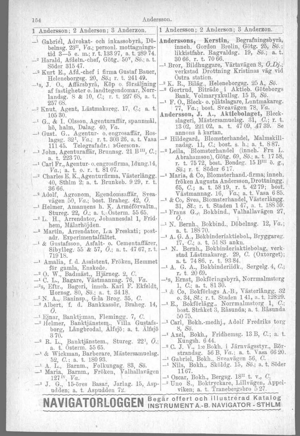 _1 Bror, Bildhuggare, Värtavägen 8, O.Dj.; _2 Kurt E., Afd.-chef i firma Gustaf Bauer, verkstad Drottning Kristinas väg vid Heleneborgsg. 20, Sä.; r. t. 24149. _IS, J. O., Affärsbyrå, Köp o.