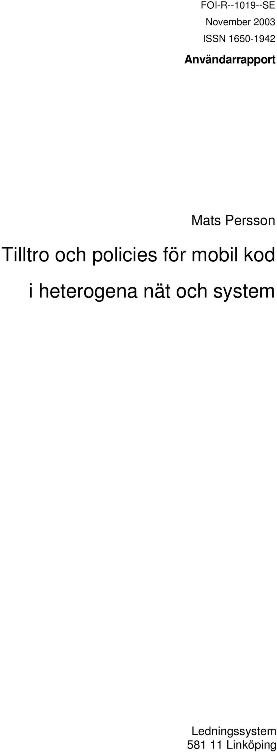 Tilltro och policies för mobil kod i