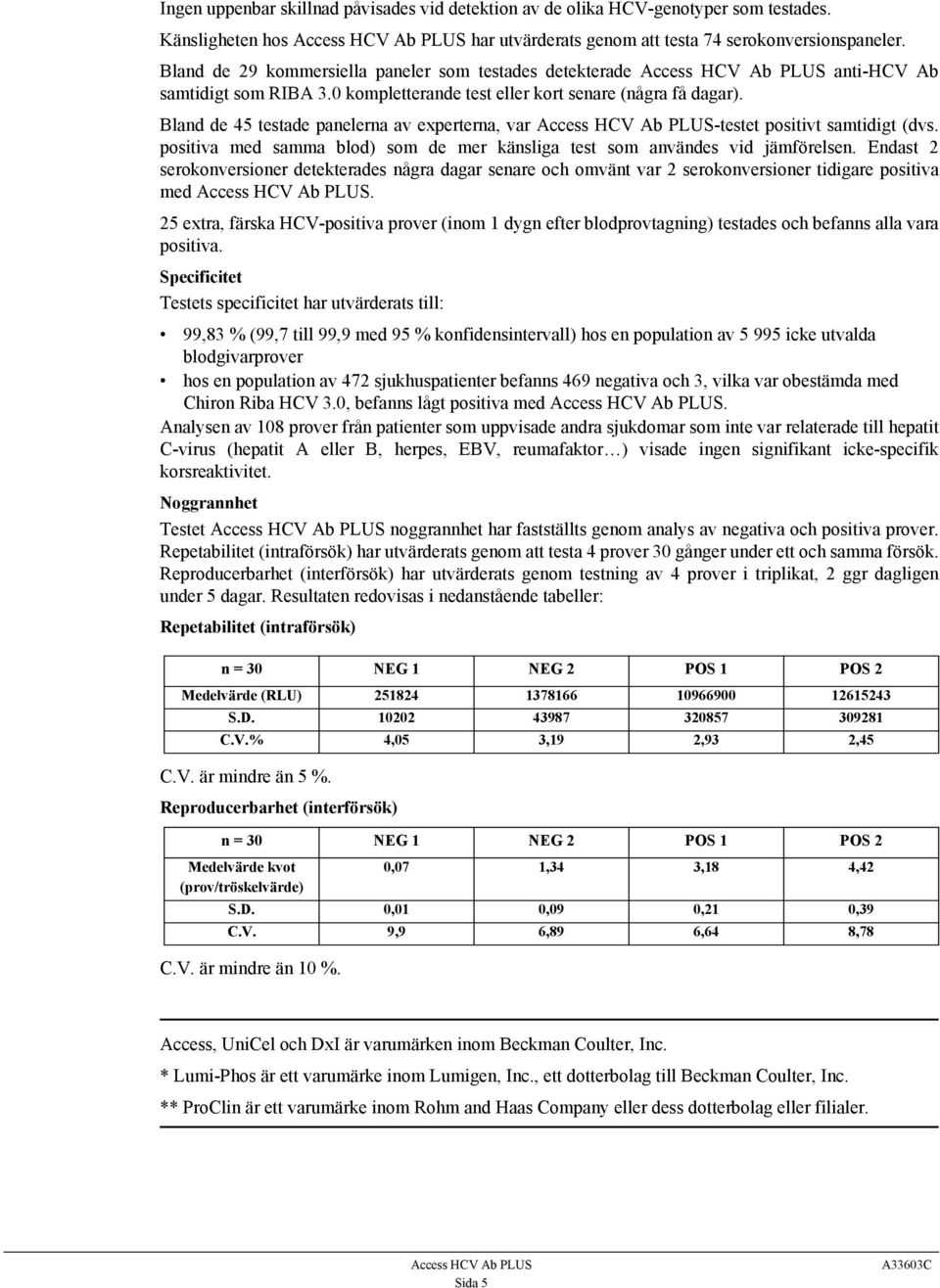Bland de 45 testade panelerna av experterna, var -testet positivt samtidigt (dvs. positiva med samma blod) som de mer känsliga test som användes vid jämförelsen.