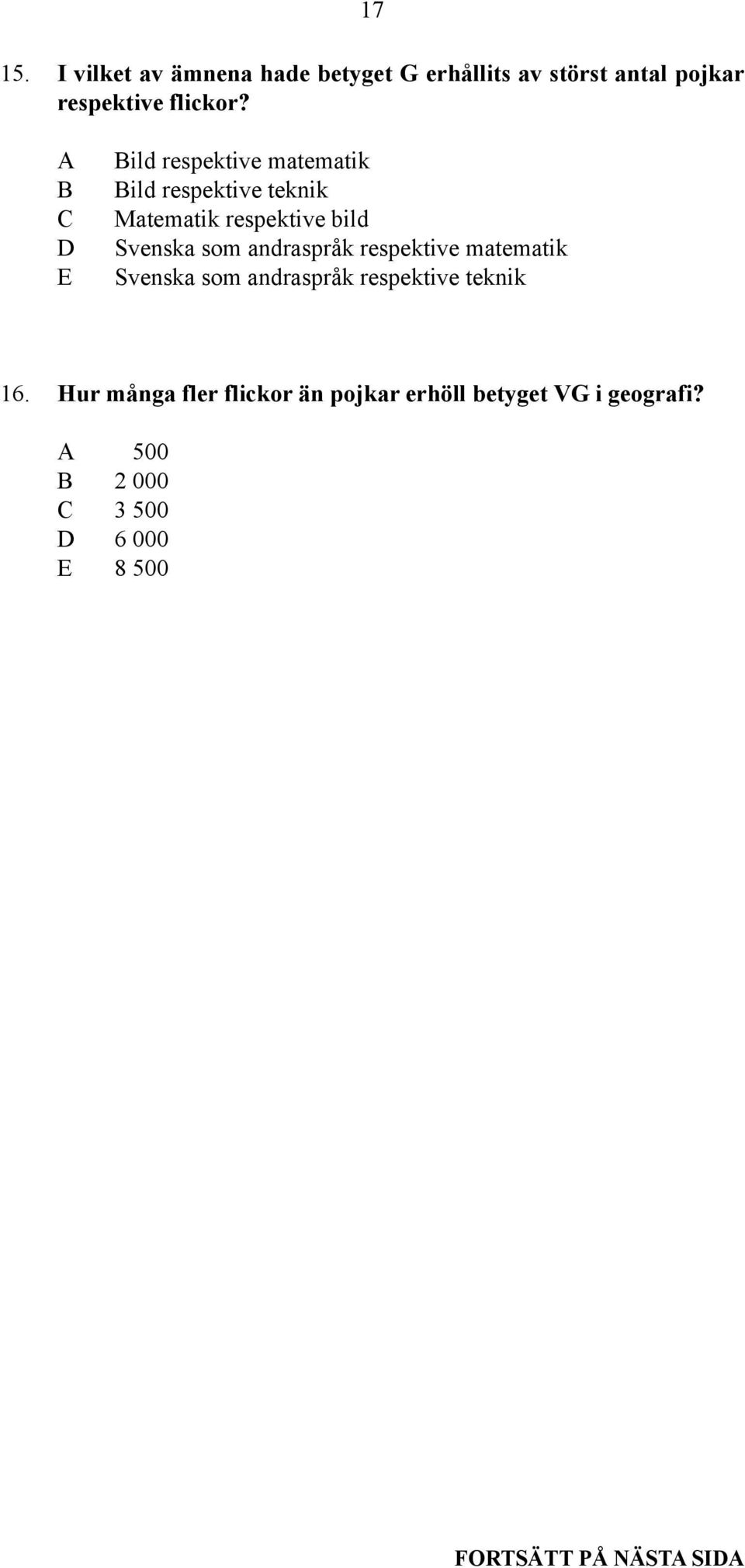 andraspråk respektive matematik Svenska som andraspråk respektive teknik 16.