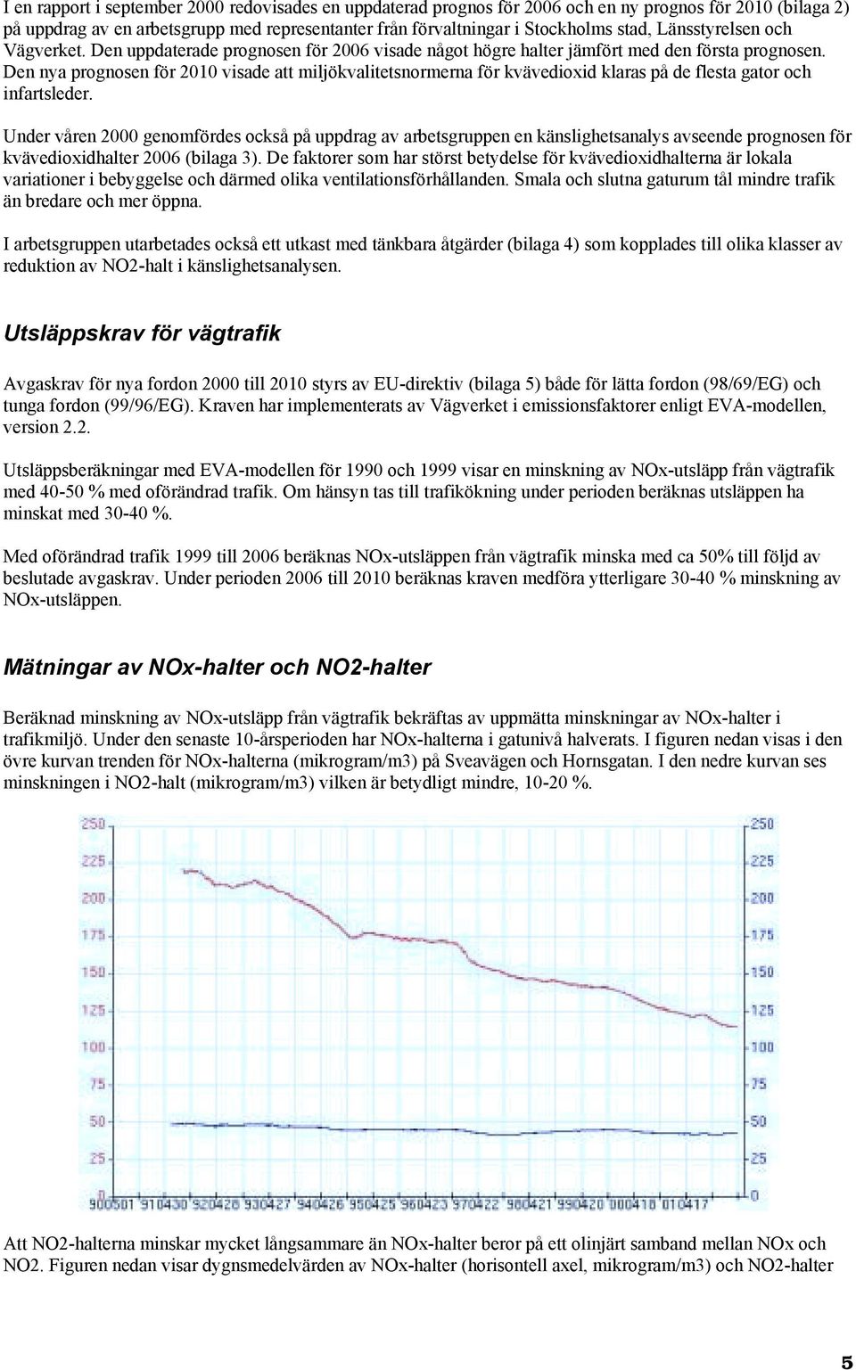 Den nya prognosen för 2010 visade att miljökvalitetsnormerna för kvävedioxid klaras på de flesta gator och infartsleder.