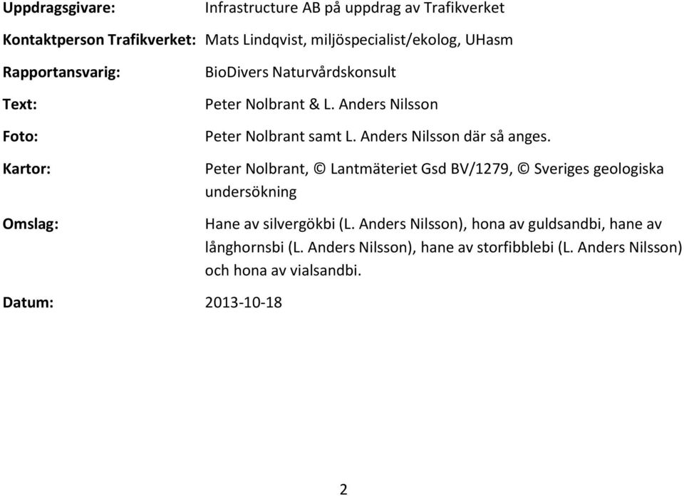 Anders Nilsson där så anges. Peter Nolbrant, Lantmäteriet Gsd BV/1279, Sveriges geologiska undersökning Hane av silvergökbi (L.