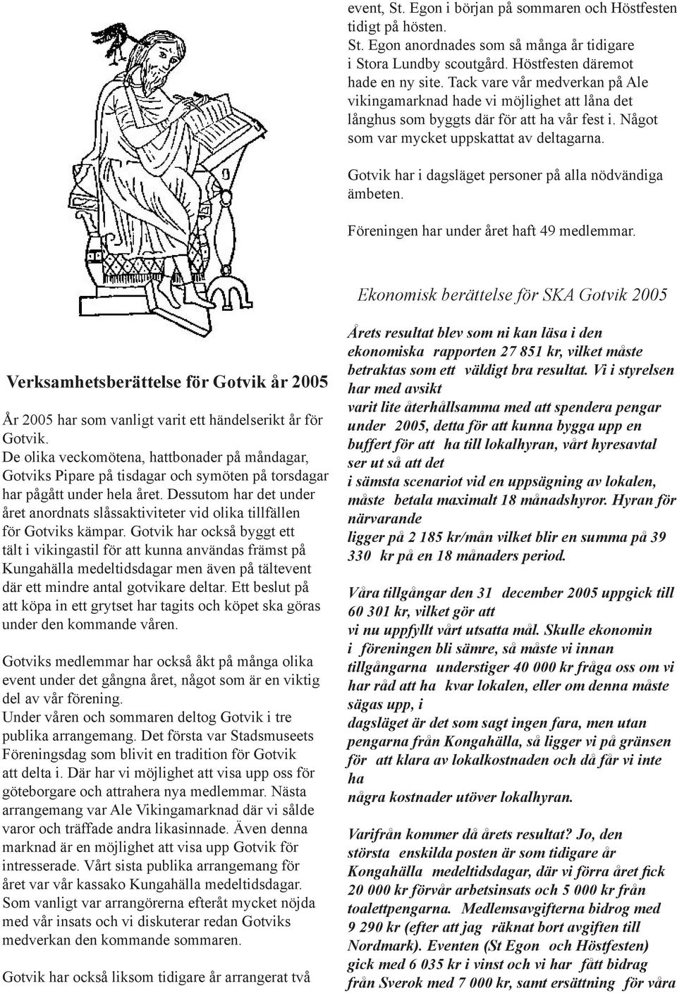 Gotvik har i dagsläget personer på alla nödvändiga ämbeten. Föreningen har under året haft 49 medlemmar.