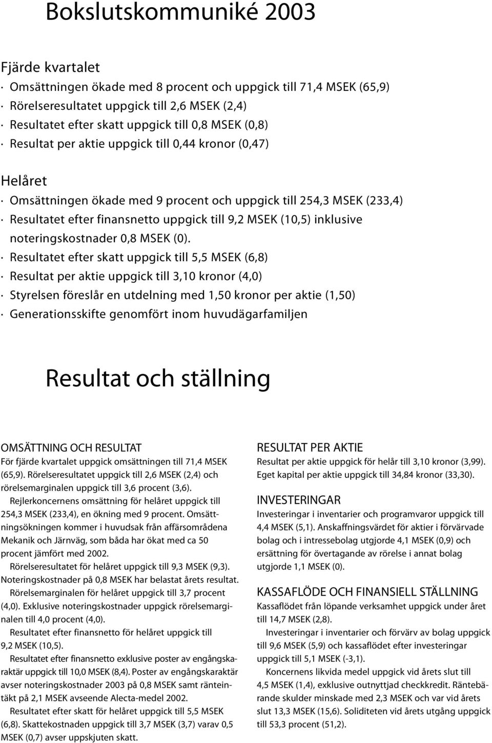 inklusive noteringskostnader 0,8 MSEK (0).