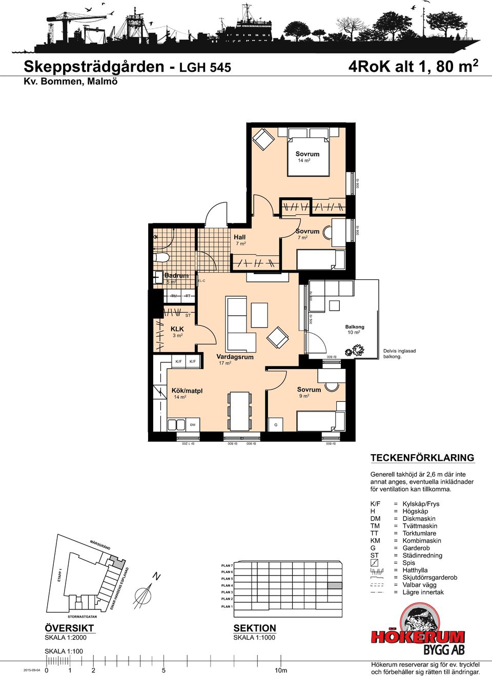 Kök/matpl 14 m 2 9 m 2 BTA BTA960 m 2 TECKEFÖRKLARI enerell takhöjd är 2,6 m där inte