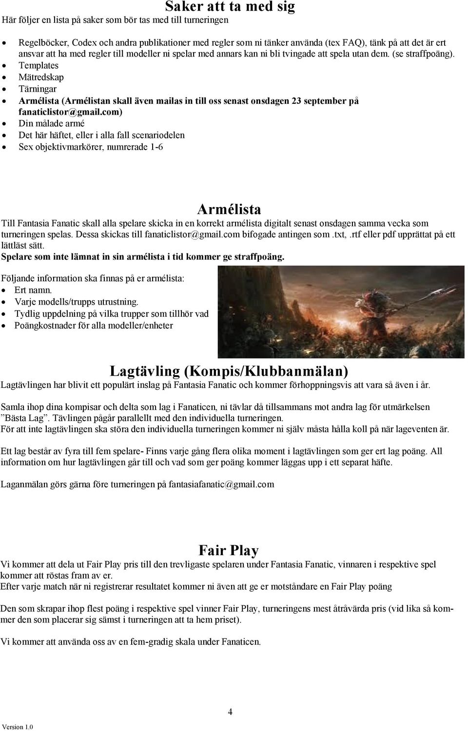 Templates Mätredskap Tärningar Armélista (Armélistan skall även mailas in till oss senast onsdagen 23 september på fanaticlistor@gmail.