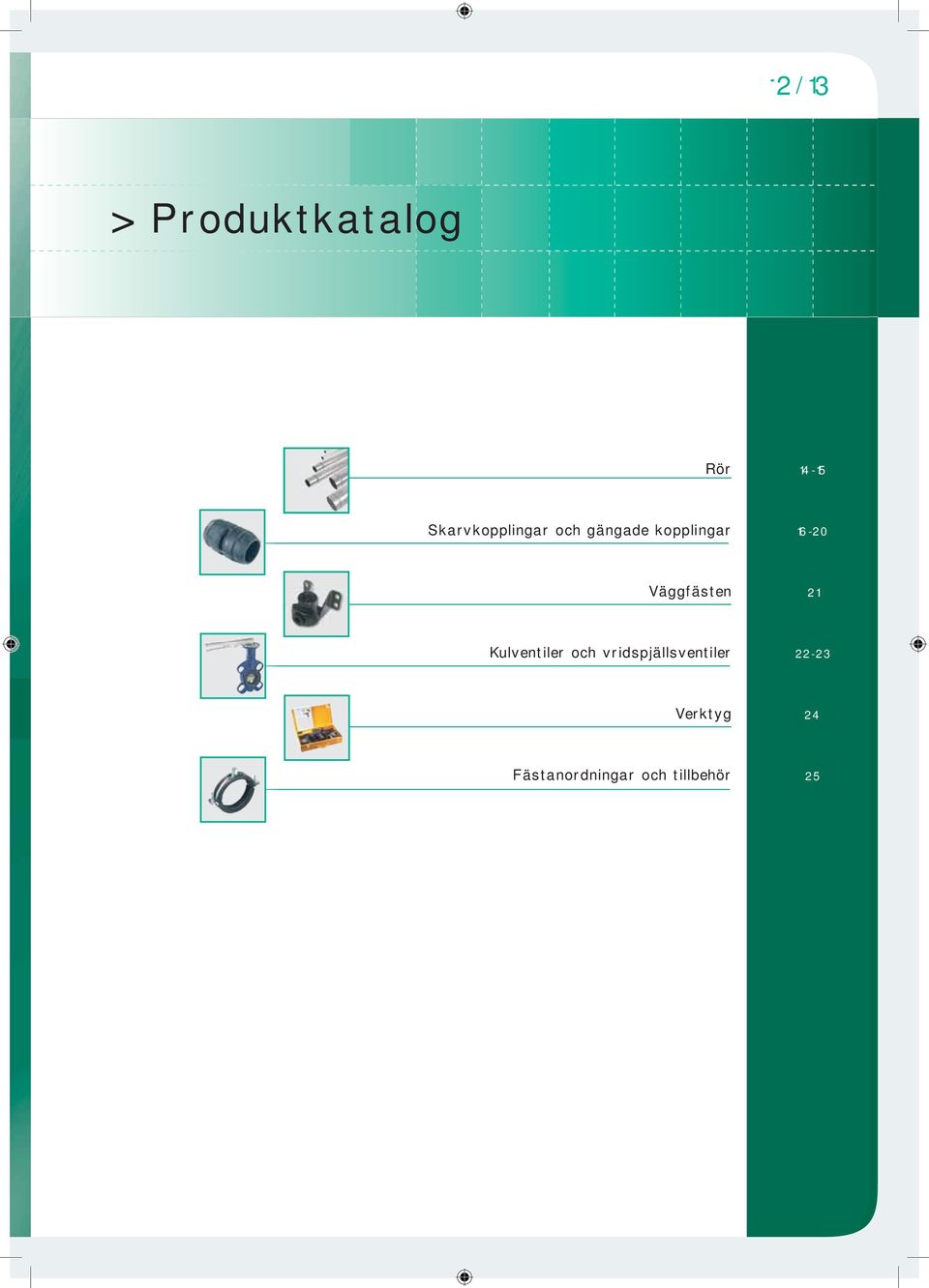 Väggfästen 21 Kulventiler och