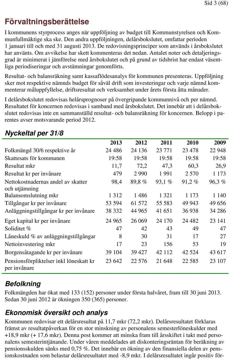 Om avvikelse har skett kommenteras det nedan.