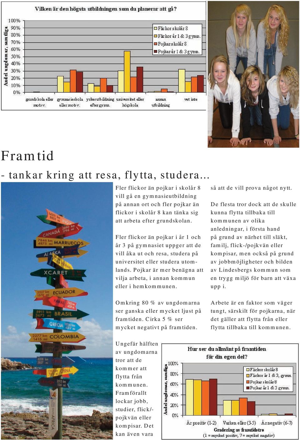 Fler flickor än pojkar i år 1 och år 3 på gymnasiet uppger att de vill åka ut och resa, studera på universitet eller studera utomlands.