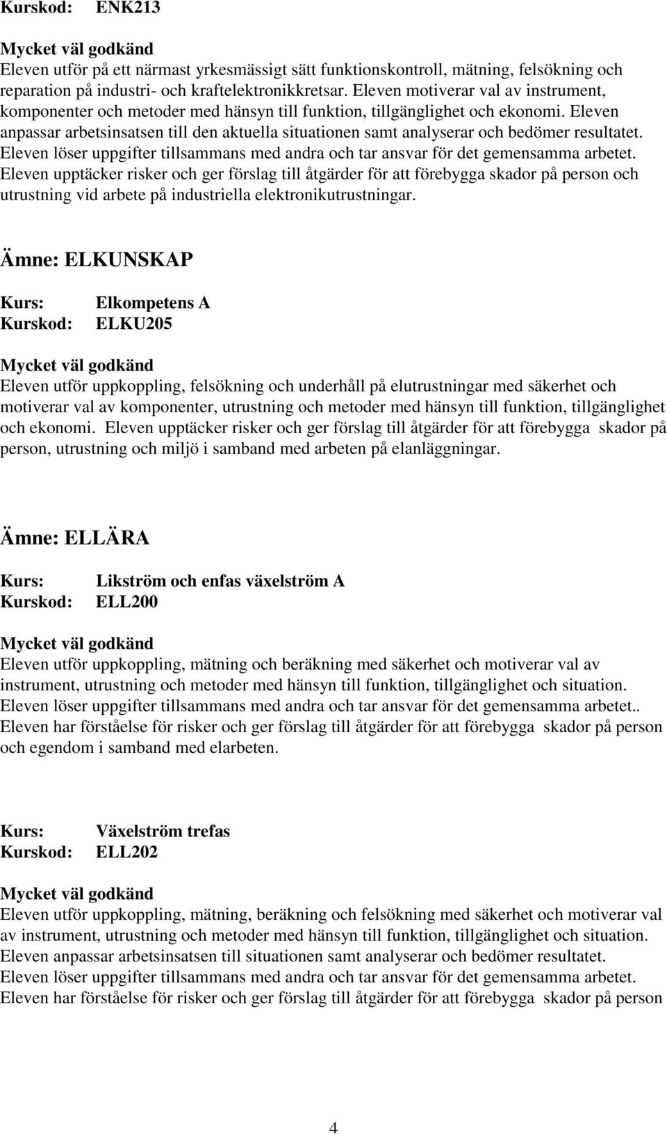 Eleven anpassar arbetsinsatsen till den aktuella situationen samt analyserar och bedömer resultatet. Eleven löser uppgifter tillsammans med andra och tar ansvar för det gemensamma arbetet.