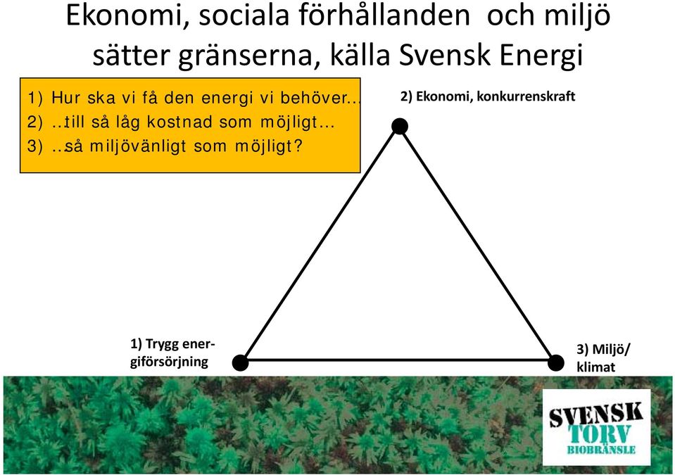 konkurrenskraft 2) till så låg kostnad som möjligt 3) så