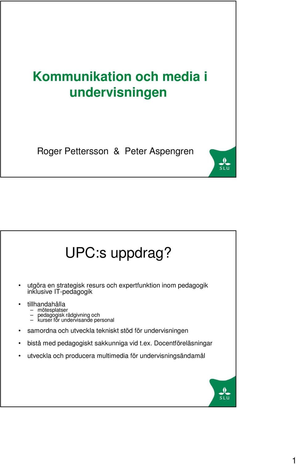 mötesplatser pedagogisk rådgivning och kurser för undervisande personal samordna och utveckla tekniskt stöd