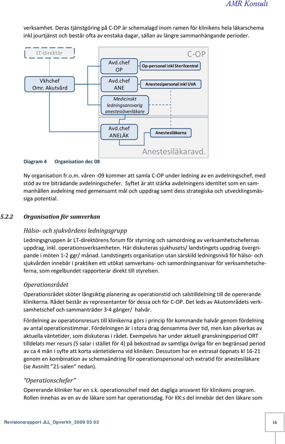 chef ANELÄK Anestesiläkarna Diagram 4 Organisation dec 08 Anestesiläkaravd. Ny organisation fr.o.m. våren 09 kommer att samla C OP under ledning av en avdelningschef, med stöd av tre biträdande avdelningschefer.