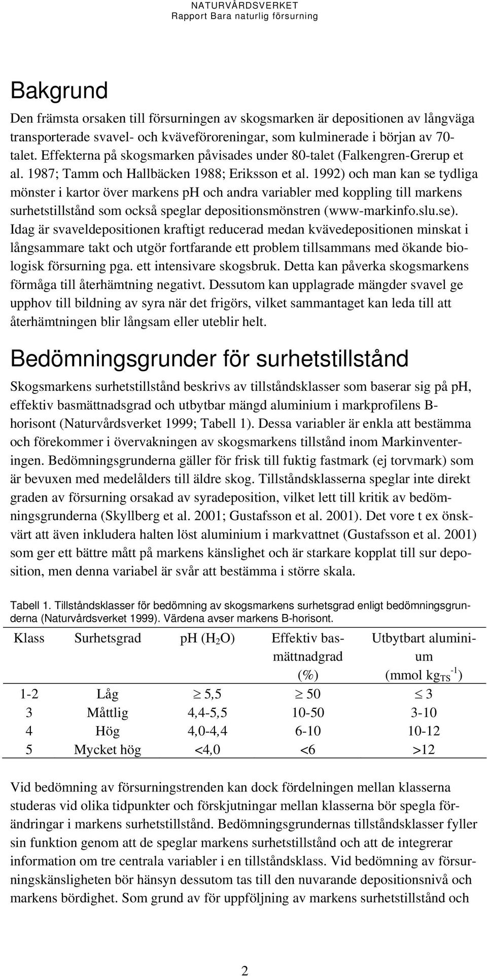 1992) och man kan se tydliga mönster i kartor över markens ph och andra variabler med koppling till markens surhetstillstånd som också speglar depositionsmönstren (www-markinfo.slu.se).