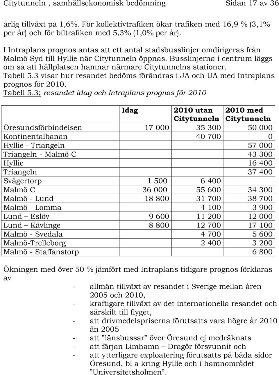 Busslinjerna i centrum läggs om så att hållplatsen hamnar närmare Citytunnelns stationer. Tabell 5.