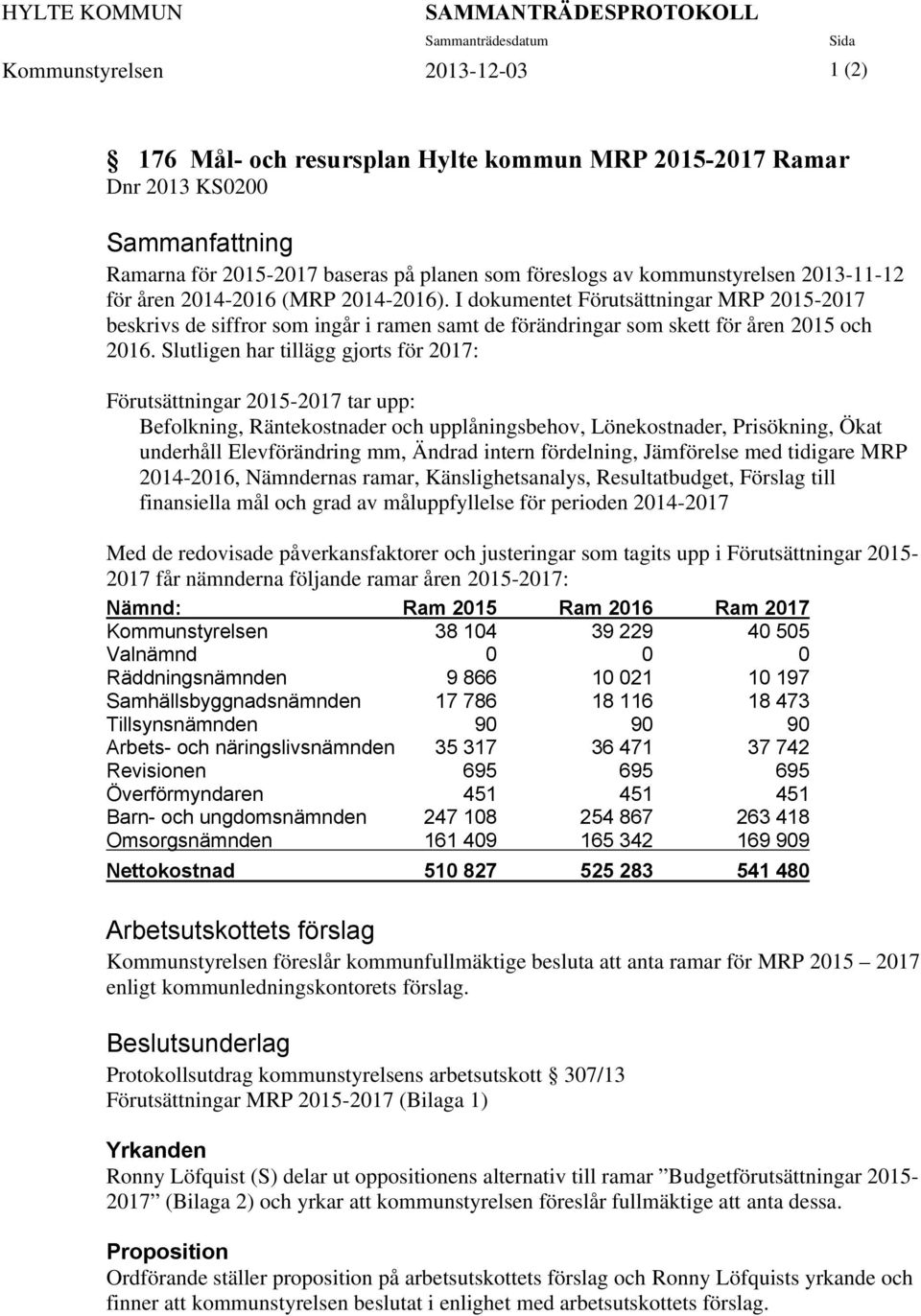 I dokumentet Förutsättningar MRP 2015-2017 beskrivs de siffror som ingår i ramen samt de förändringar som skett för åren 2015 och 2016.