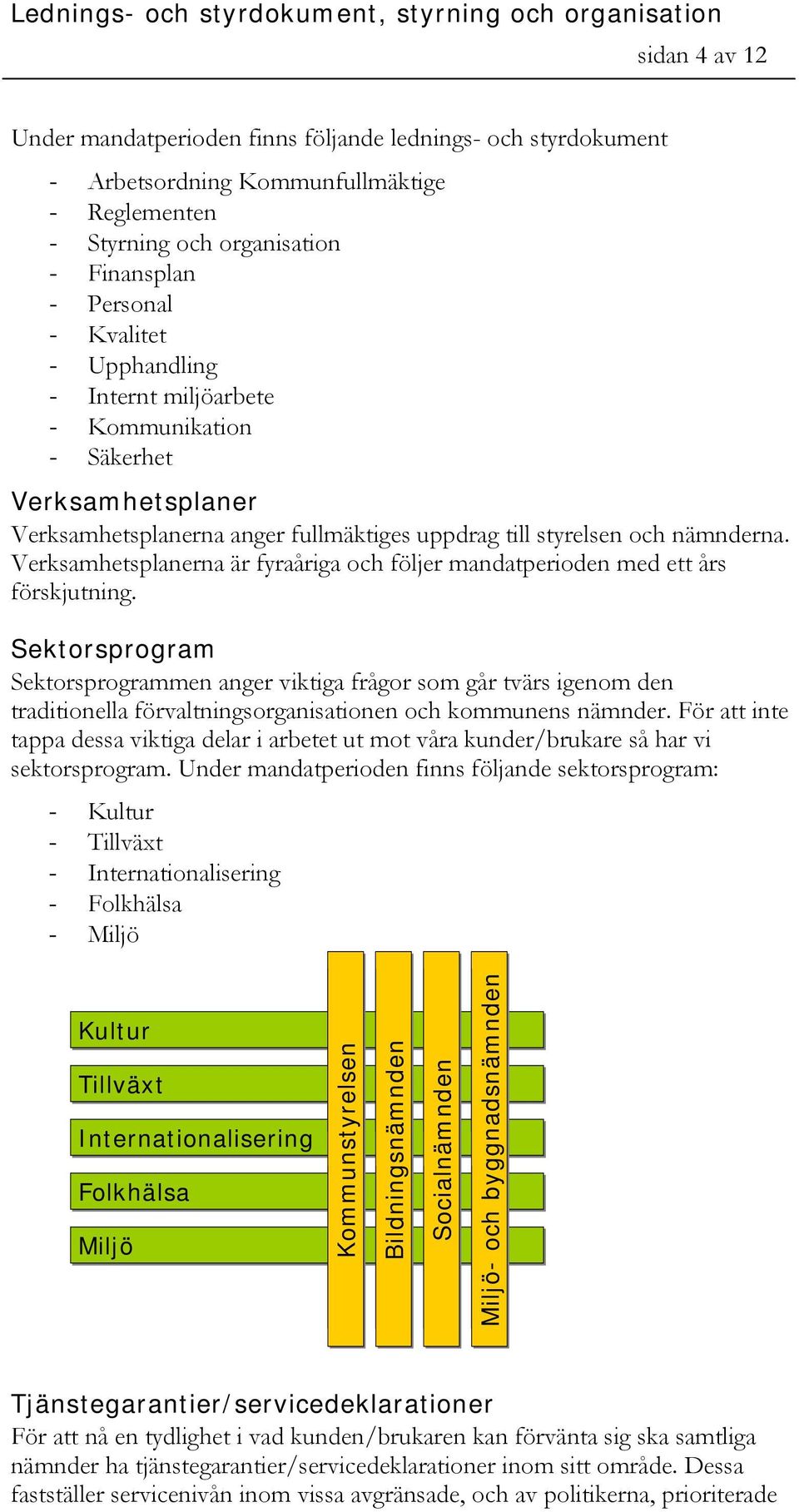 Verksamhetsplanerna är fyraåriga och följer mandatperioden med ett års förskjutning.