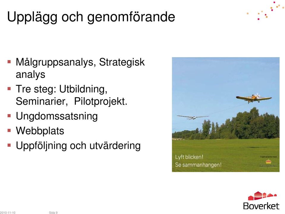 Seminarier, Pilotprojekt.